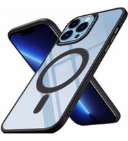 İphone 14 ProMax Kamera Korumalı Magsafe Kablosz Şarj Uyumlu Renkli Şeffaf Kılıf (Mavi)