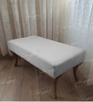 Ayak Ucu Kapı Önü Antre Düz Bench Puf Orta Sehpa Gold Ayak (100*45) (Beyaz)