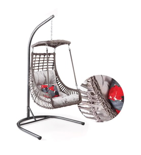 Capri Swing Alaçatı Tekli Rattan Bahçe Balkon Salıncağı (Gri)