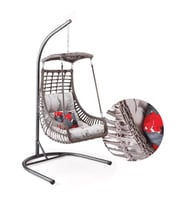 Capri Swing Alaçatı Tekli Rattan Bahçe Balkon Salıncağı (Gri)