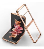 Galaxy Z Flip 3 Kılıf Ultra İnce Lüx Koruma (Gold)