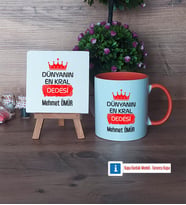 Dedeye Hediye Dekoratif Taş, Kupa Bardak Kırmızı HediyeDedeye Babalar Günü Hediyesi (Model 12)