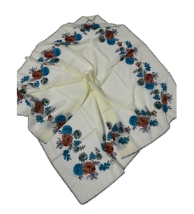 Eripek Oyalı Pamuk Yazma - 90 x 90 (Krem)