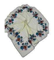 Eripek Oyalı Pamuk Yazma - 90 x 90 (Krem)