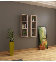Kitaplık Duvar Rafı Mobilya Takım Beyaz (Gri)