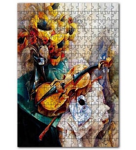 Cakapuzzle Keman Kahve Notalar ve Çiçekler Puzzle Yapboz MDF (Ahşap) (255 Parça)