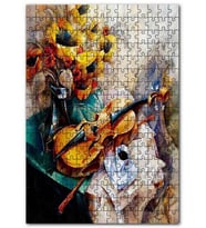 Cakapuzzle Keman Kahve Notalar ve Çiçekler Puzzle Yapboz MDF (Ahşap) (255 Parça)