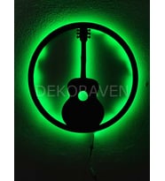 Gitar Led Işıklı Tablo (Yeşil)