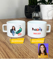 Kişiye Özel Karikatürlü Psikolog Hediye Lüks Fincan Kadın Psikologa Tıp Bayramı Hediyesi (Beyaz)