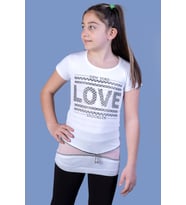 Toontoy  Kız Çocuk T-Shirt Love Varak Baskı (Beyaz)