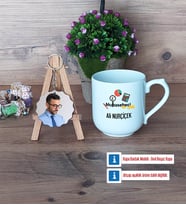 Muhasebeci Kupa Bardak Beyaz ve Fotoğraflı Ahşap Anahtarlık Hediye (Model 5)