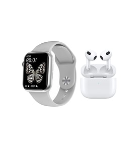Dtno 1 Watch 7 Pro Max Gps Ve Nfc Özellikli Siri Aktif Smart Watch Akıllı Saat + Tws Airpods 3.nesil Bluetooth Kulaklık (Gümüş)