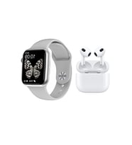 Dtno 1 Watch 7 Pro Max Gps Ve Nfc Özellikli Siri Aktif Smart Watch Akıllı Saat + Tws Airpods 3.nesil Bluetooth Kulaklık (Gümüş)