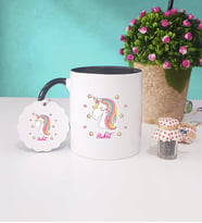 Unicorn Kupa Bardak ve Anahtarlık (Siyah)