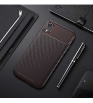 Uyumlu Model Apple iPhone XR 6.1 Kılıf Karbon Silikon Case (KAHVE)
