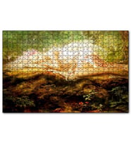 Cakapuzzle Orman Zemininde Yatan Sarı Saçlı Melek  Puzzle Yapboz MDF (Ahşap) (1000 Parça)