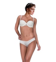 Miorre Push-Up Dolgulu Straplez Dantelli Sütyen Takımı (Beyaz)
