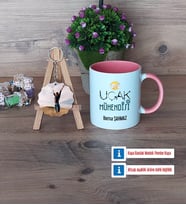 Uçak Mühendisi Kupa Bardak Beyaz ve Fotoğraflı Ahşap Anahtarlık Hediye (Model 6)