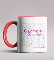 Kişiye Özel Geometri Öğretmeni Tasarımlı Siyah Renk Kupa Bardak 2 (Kırmızı)