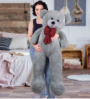 Pababo 130 Cm Papyonlu Büyük Lila Ayıcık (%100 Yerli) (Gri)