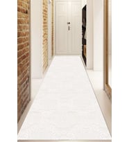 Dijital Baskılı Kaymaz Taban Yıkanabilir Modern Yolluk Ve Koridor Halısı NDU-HT-4 (Beyaz)