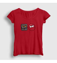 Presmono Kadın Sarı Evil Square Oyun Red Ball T-Shirt 358177tt (Kırmızı)