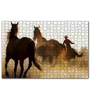 Cakapuzzle Atlar ve Kementli Kovboy  Puzzle Yapboz MDF (Ahşap) (500 Parça)