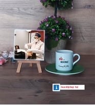 Diş Hekimi Fotoğraflı Dekoratif Taş, Ahşap Altlıklı Türk Kahvesi Fincanı HediyeDiş Hekimine Diş Hekimleri Günü Hediyesi (Model 9)