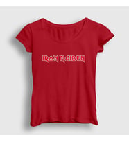 Presmono Kadın Sarı Logo Iron Maiden T-Shirt 86563tt (Kırmızı)