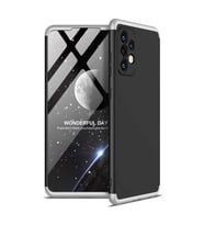 Samsung Galaxy A72 Kılıf 3 Parça Slim Sert Silikon Kapak AYS (Siyah-Gri)