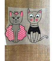 20X17 CM ÜTÜ İLE YAPIŞAN KEDİLER TRANSFER BASKI TİŞÖRT BASKI ARMA (Siyah)