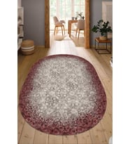 Dijital Baskılı Kaymaz Taban Yıkanabilir Oval Salon Halısı Mutfak Halısı Yolluk NDO-HT-244 (Bordo)