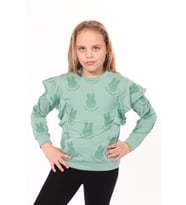 Toontoy Kız Çocuk Baskılı Sweatshirt (Yeşil)