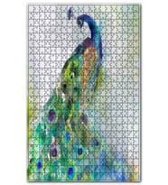 Cakapuzzle Tavuskuşu Suluboya Çizim Görseli Puzzle Yapboz MDF (Ahşap) (255 Parça)