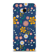 PrinfiFy Samsung Galaxy J4 Plus Uyumlu Lansman Kılıf Çiçek Tasarımlı İçi Kadife Kapak (Lacivert)