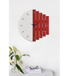 Dekoratif Ahşap Duvar Saati 43 Cm - Ritim (Kırmızı - Beyaz) (Kırmızı-Beyaz)