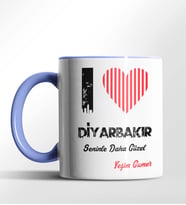 Kişiye Özel Diyarbakır Seninle Daha Güzel Tema Siyah Renk Kupa (Mavi)
