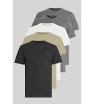 Unisex Tişört Çok Renkli Standart Kesim Bisiklet Yaka %100 Pamuk 5'li Tişört Paketi (Bej)