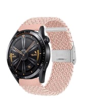 Sneezy Huawei Watch 4 46mm-Watch 4 Pro 22mm Uyumlu Metal Klips Solo Fiberlink Örgü Kordon (Pudra)