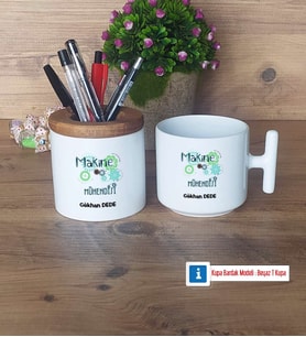 Makine Mühendisi Kalemlik, Kupa Bardak T Kişiye Özel Hediye (Model 1)