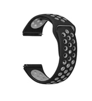 Samsung Galaxy Watch Gear S2 / Active 2 40mm 44mm Kordon Delikli Spor Kordon (Siyah-Gri)