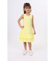 Toontoy Kız Çocuk Baskılı Elbise (Açık Sarı)
