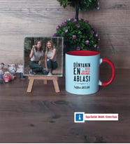 Ablaya Hediye Fotoğraflı Dekoratif Taş, Kupa Bardak Beyaz Hediye (Model 2)