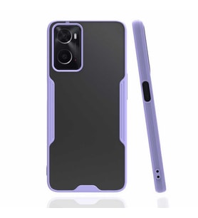 Oppo A96 4G Kılıf Kamera Korumalı Arkası Şeffaf Silikon (Mor)