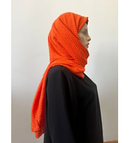 Moda Kaşmir Satır Çizgili Pamuklu Şal (Turuncu)