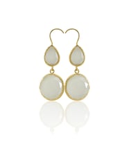 Kadir Jewellery 22 Ayar Altın Kaplama Kadın Taşlı Küpe -El İşçiliği Ve Hipoalerjenik Küpe (Beyaz)