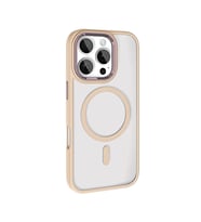 iPhone 16 Pro Kılıf Wireless Şarj Özellikli Krom Magsafe Silikon Kılıf (Rose)