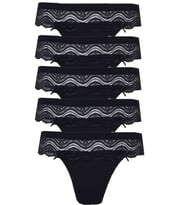 5li Kadın Dantelli Bikini Külot Pamuklu Arkası Düz Kaliteli FND (Siyah)