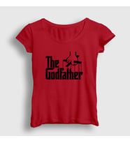 Presmono Kadın Sarı Logo Film Baba The Godfather T-Shirt 251840tt (Kırmızı)