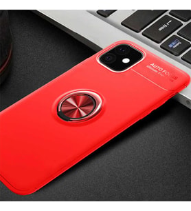 Apple iPhone 11 Kılıf Zore Ravel Yüzüklü Silikon Kılıf (Kırmızı)